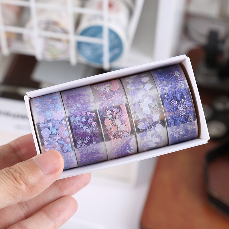 Transparent PET floral language paper hand account sticker tape gift box DIY decoration material hand account tape
