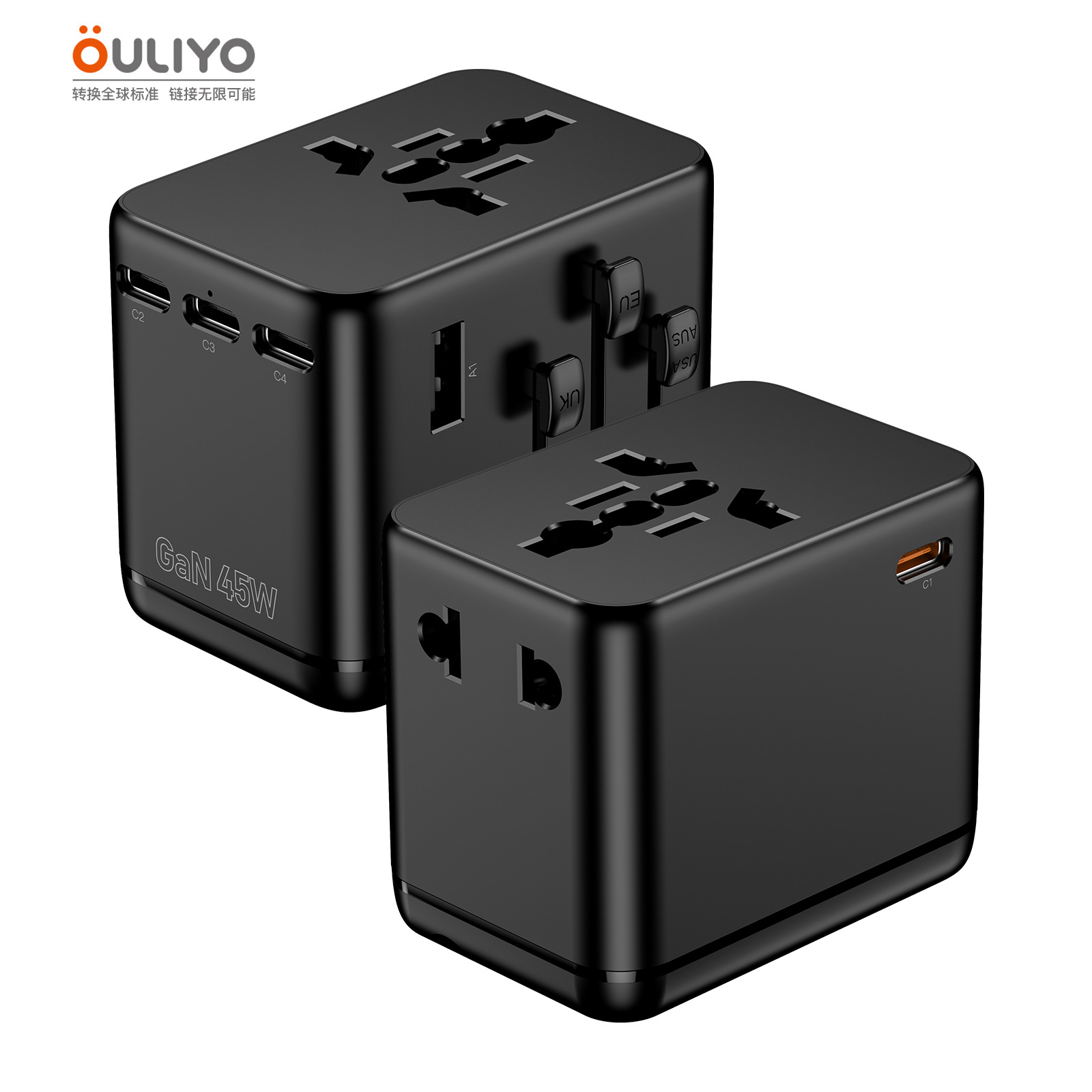 Global Universal Pocket GaN45W Travel Plug Converter Socket Multi-function PD Socket Fast Charging Adapter Plug