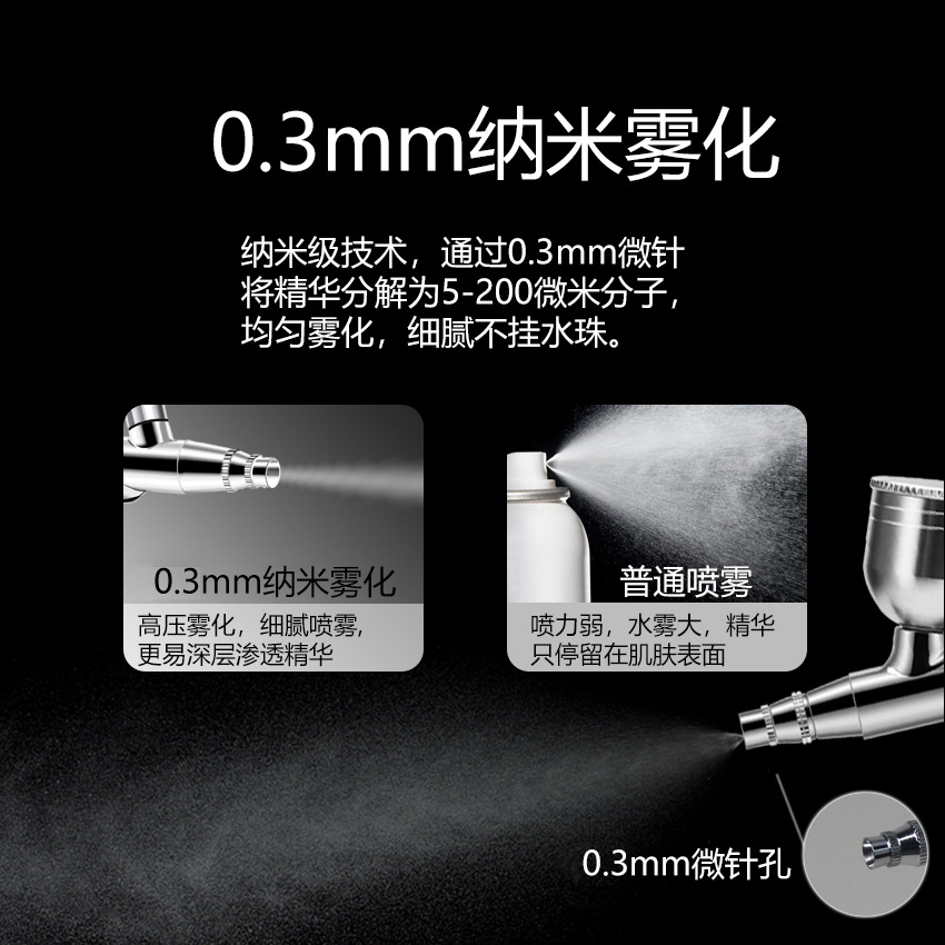 Oxygen Injection Instrument Home Handheld Beauty Salon High-Pressure Portable Charging Atomizing Hydrating Device Import Instrument Essence Water Instrument