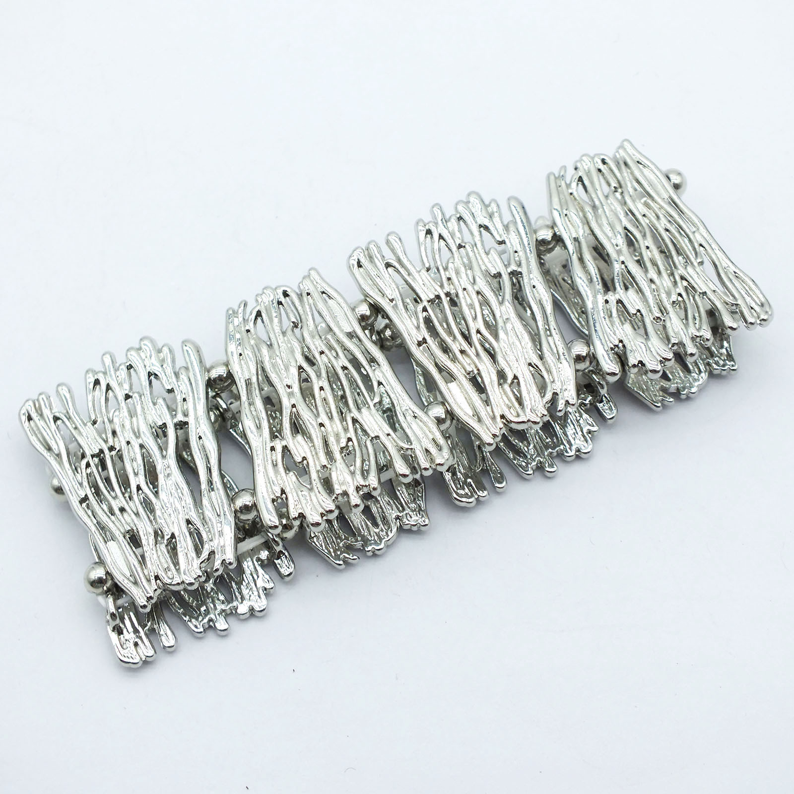 B655 Accessories Women's Hollow Silver Plated Elastic Bracelet
