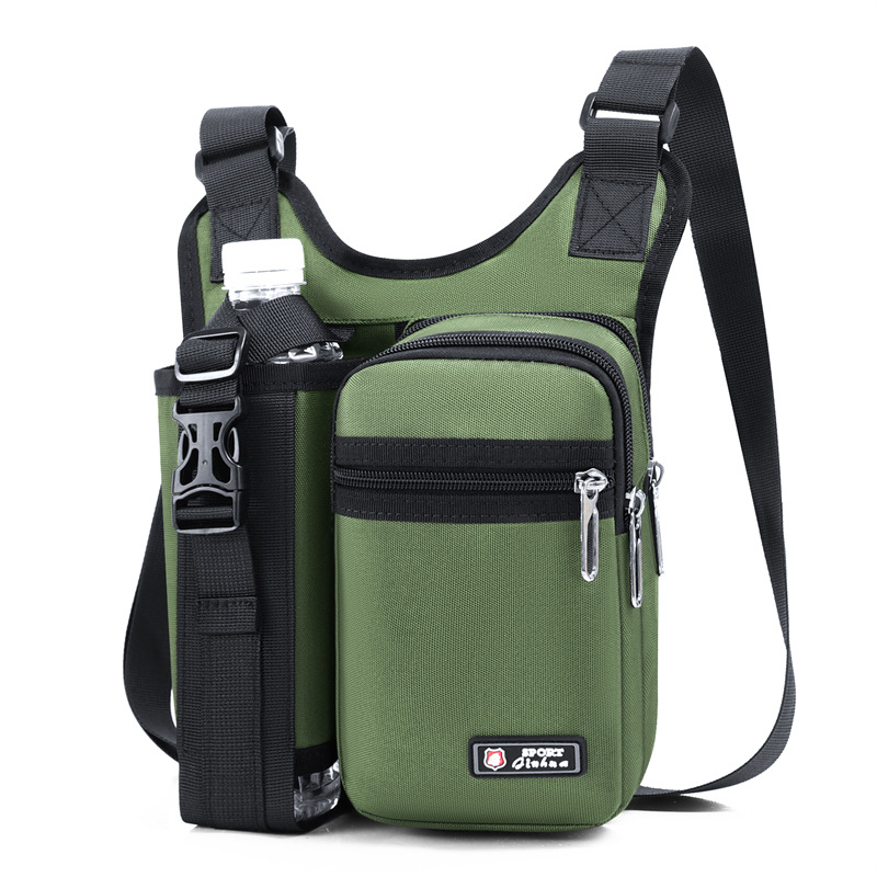 Large capacity men's crossbody backpack outdoor casual crossbody water cup bag travel water bottle phone bag oxford cloth single shoulder bag