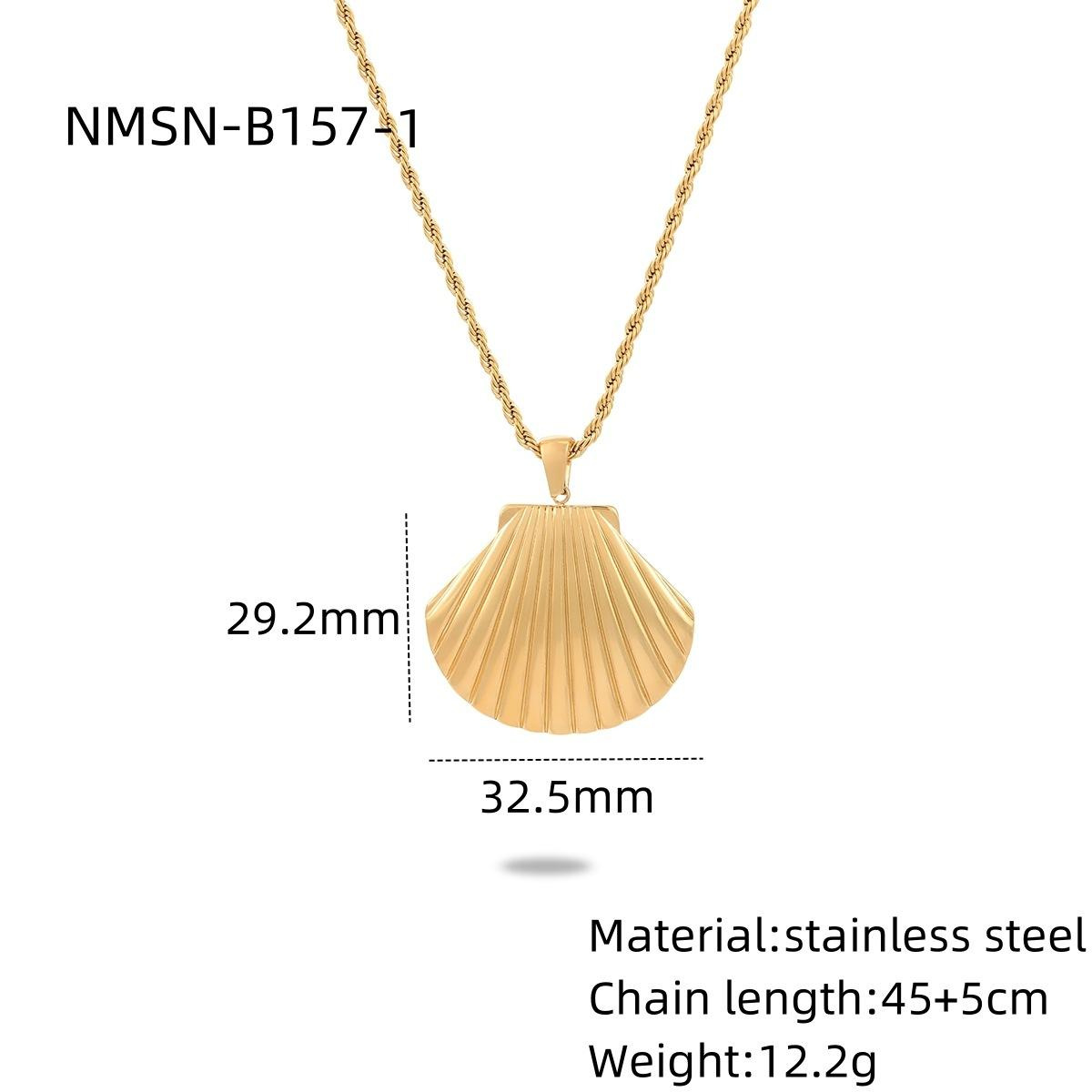 New Ocean Shell Pearl Titanium Steel Necklace Set for Women Stainless Steel Pendant