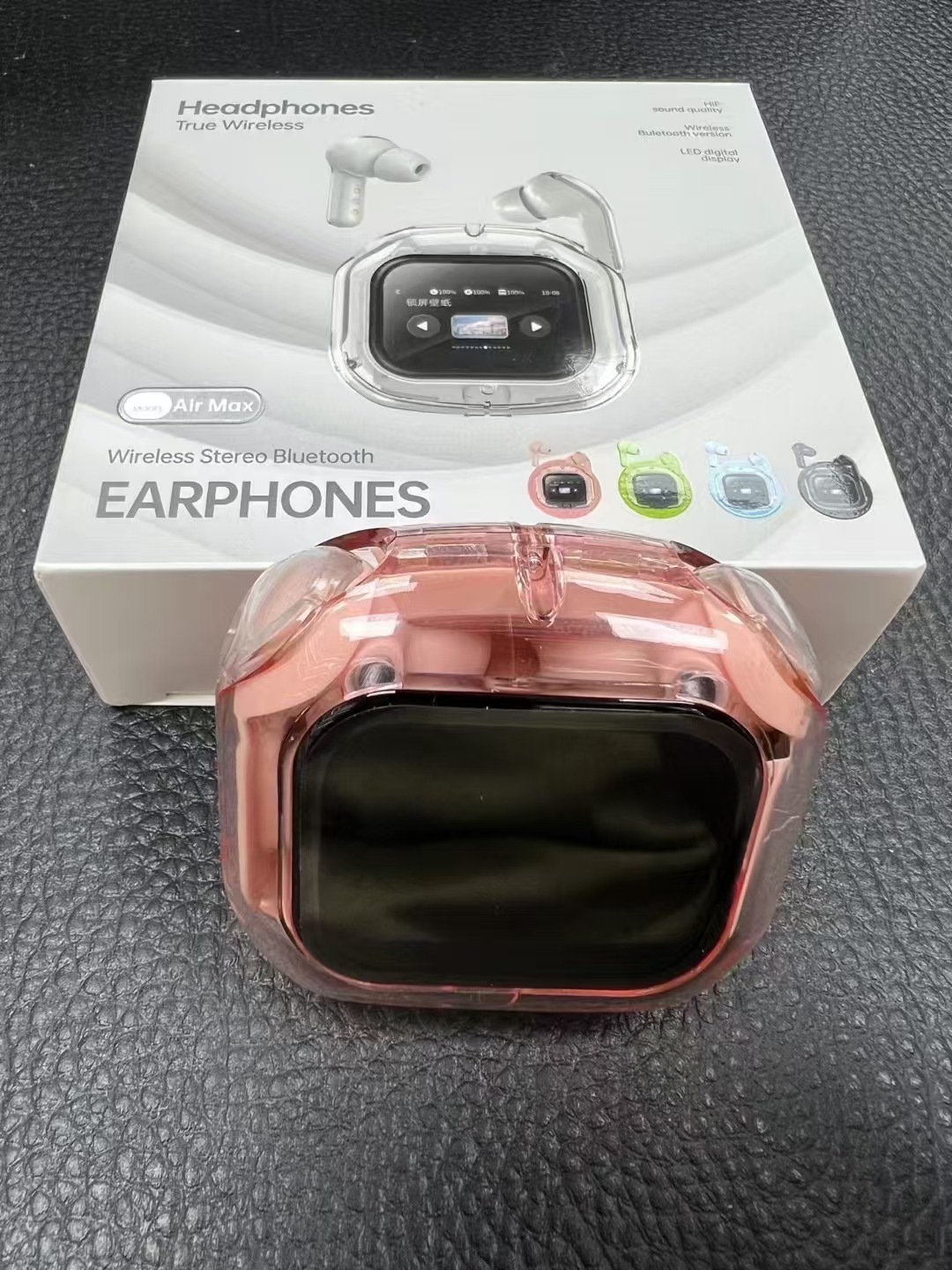 AIR MAX Bluetooth Earphones LCD Touch Color Screen In-ear Transparent Noise Reduction Ultra-long Battery Life Sports Earphones