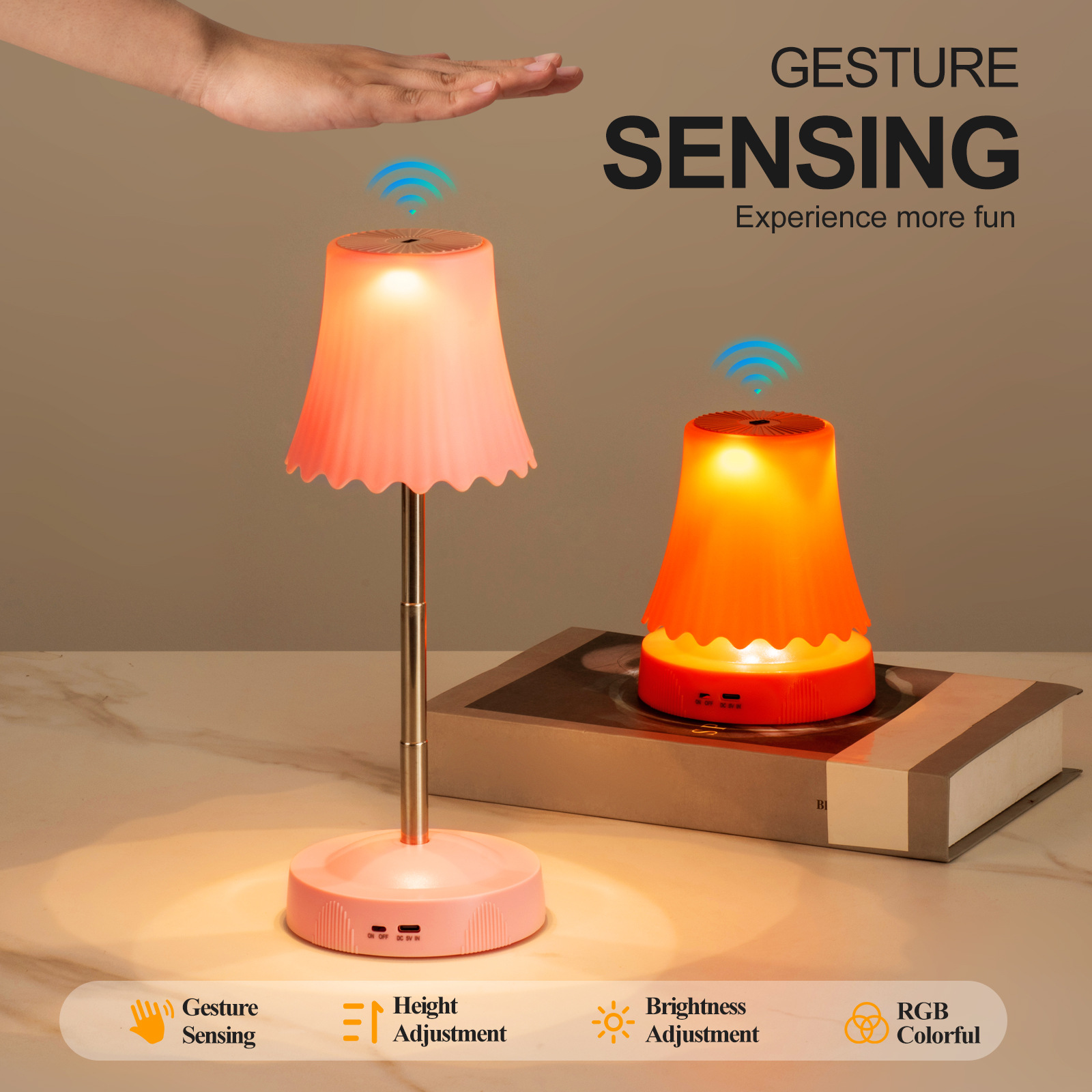 Human Body Induction Atmosphere Light Hand Sweep Desk Lamp Dormitory Bedroom Bedside Light Charging Night Light