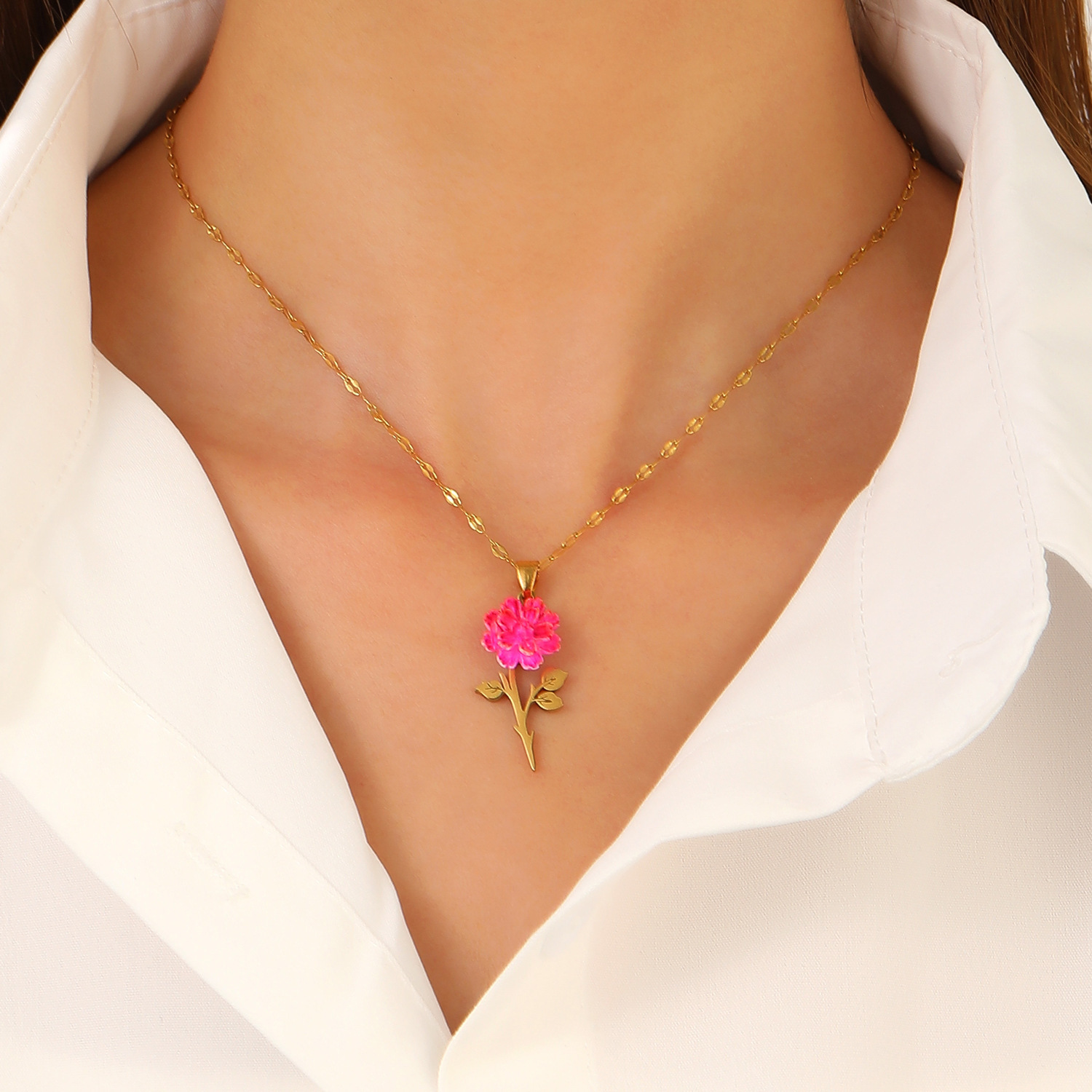 Love Rose Flower Necklace Women Gothic Winding Flower Heart Collarbone Chain Valentine's Day
