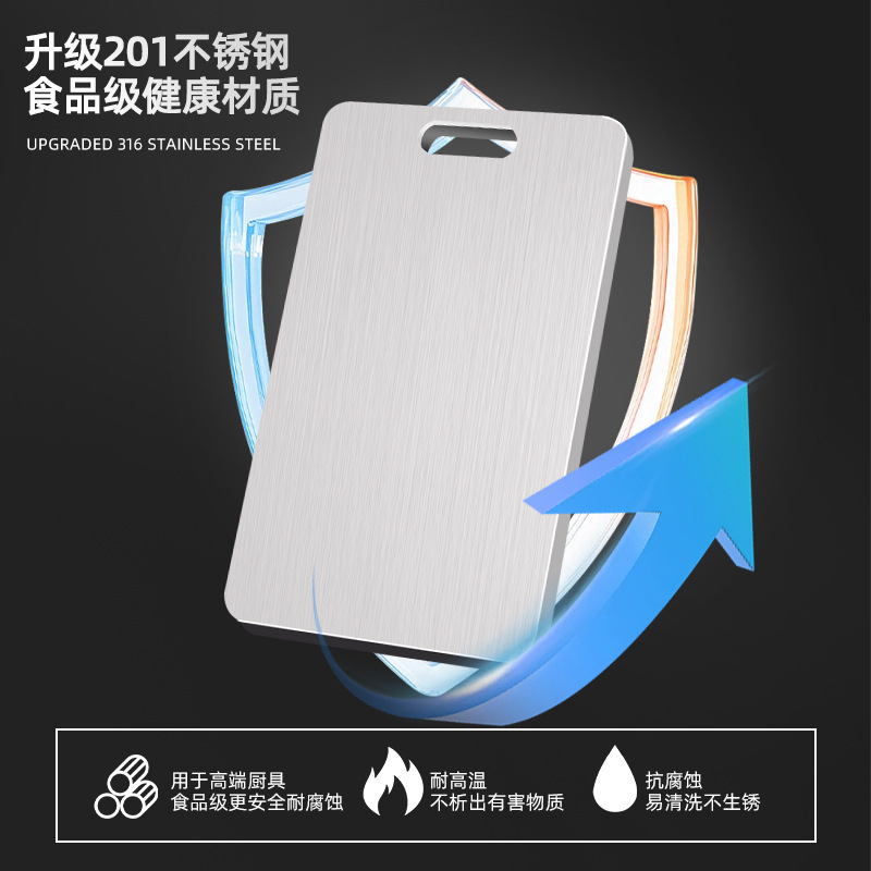 Kitchen stainless steel cutting board double-sided thickened anti-mold home use for fruit, vegetables, meat chopping board
