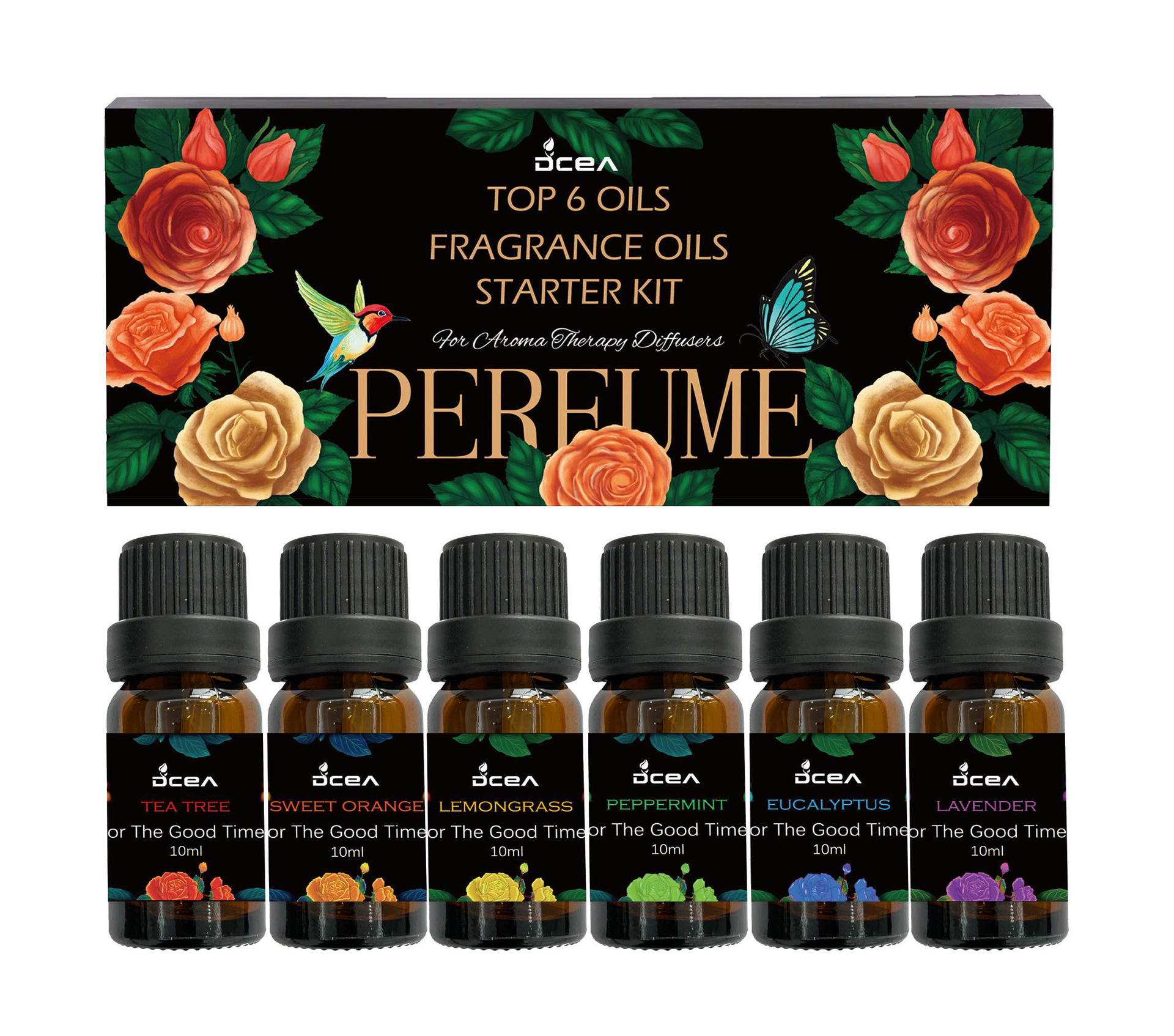 Aromatherapy Essential Oil Set 6 Bottles for Humidifier Natural Plant Aroma Lavender Mint Tea Tree Essential Oil