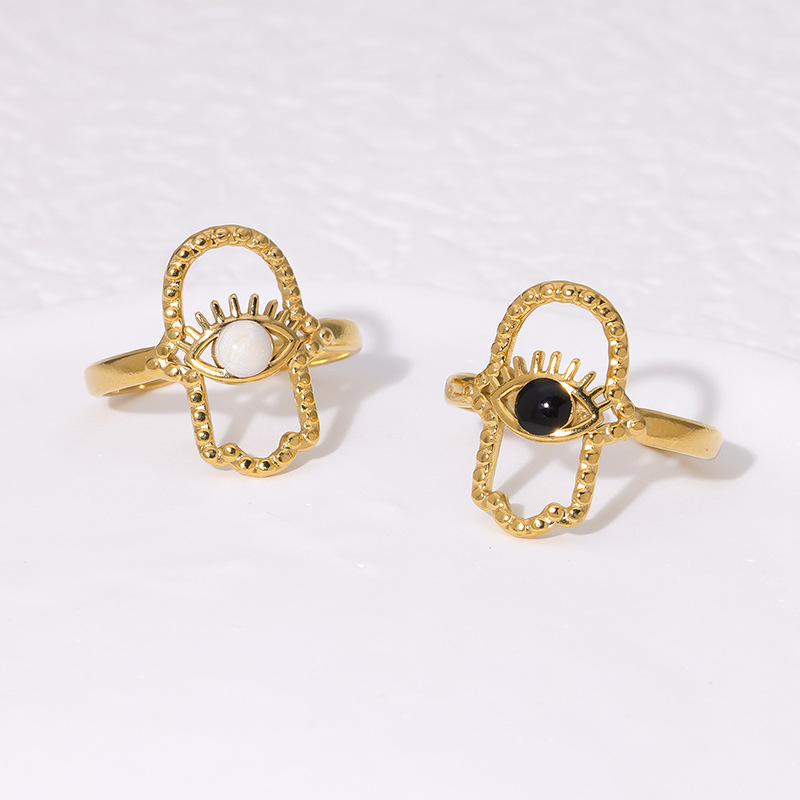 Stainless steel open ring 18K gold-plated simple titanium steel ring
