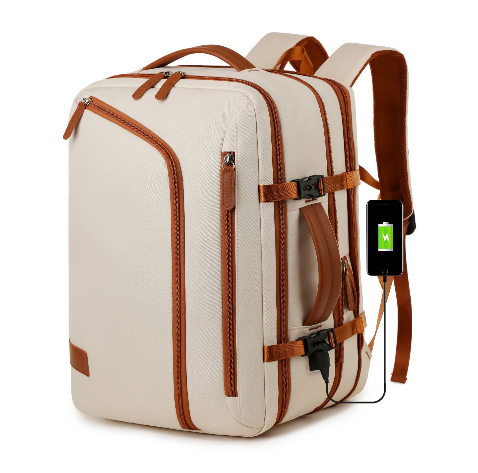 Backpack expandable 15.6-inch business backpack multifunctional casual travel backpack color contrast student schoolbag
