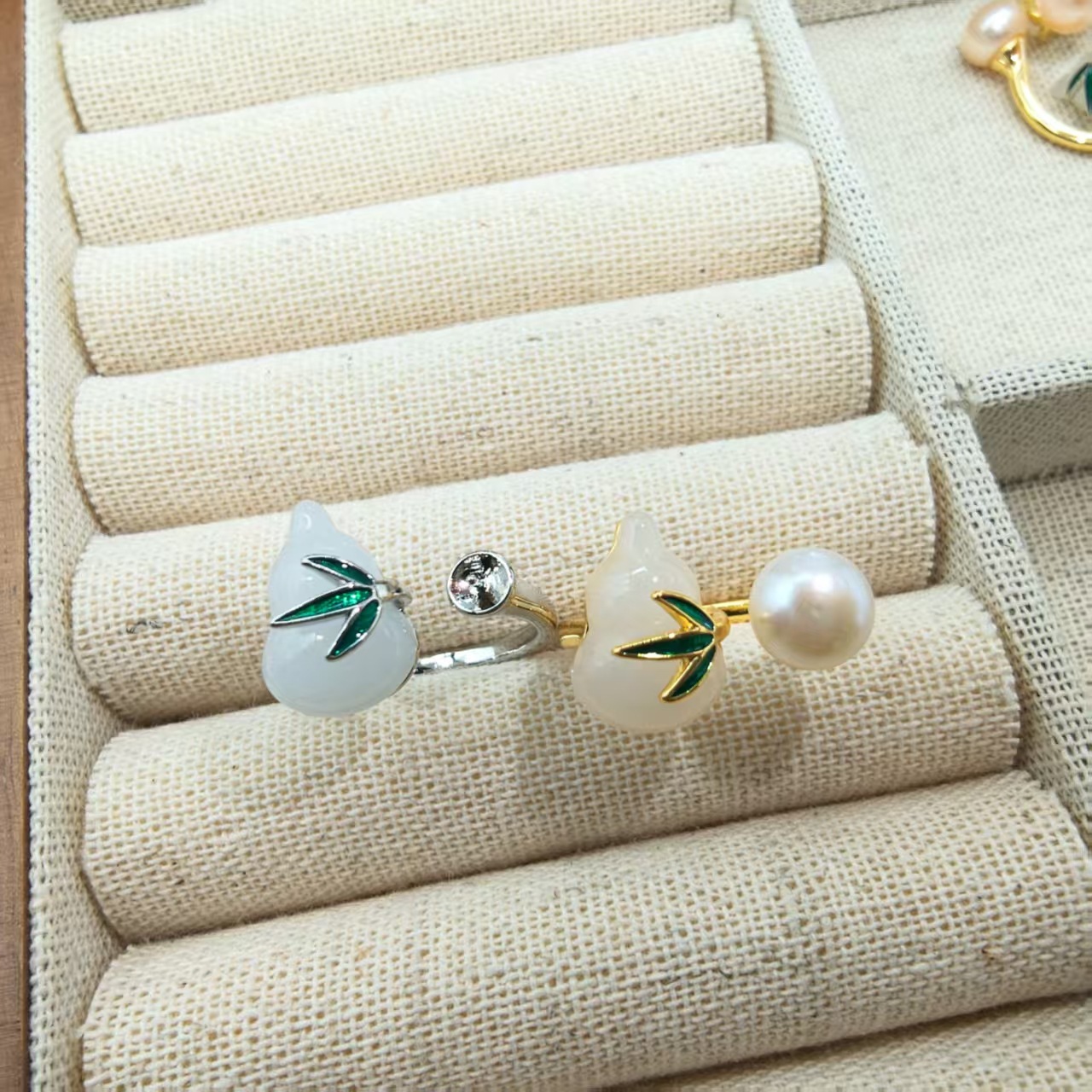 珍珠戒指空托（金色不含珍珠） · P4041白葫芦