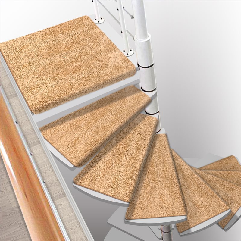 Solid color spiral stair mat self-adhesive non-slip carpet glue-free tread mat solid wood duplex stair mat