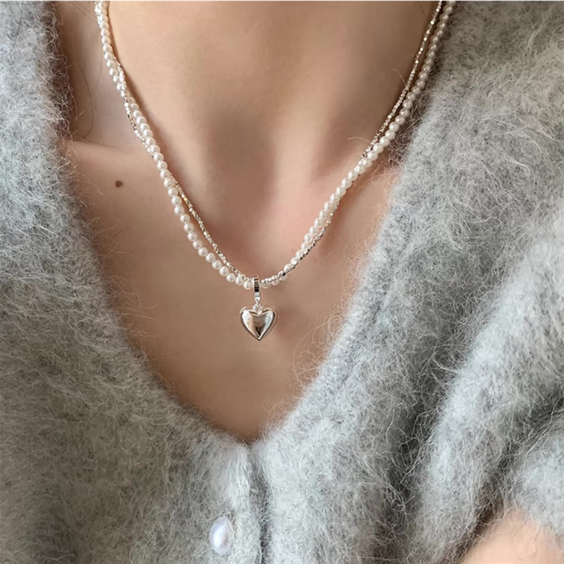 Yuanyou irregular crushed silver Shijia pearl necklace rose drop glaze collarbone chain