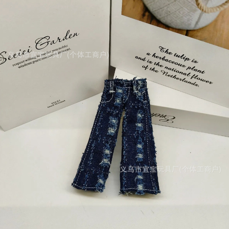 Long Leg KT Ripped Relaxed American High Street Hiphop Loose Wide Leg Beggar Jeans