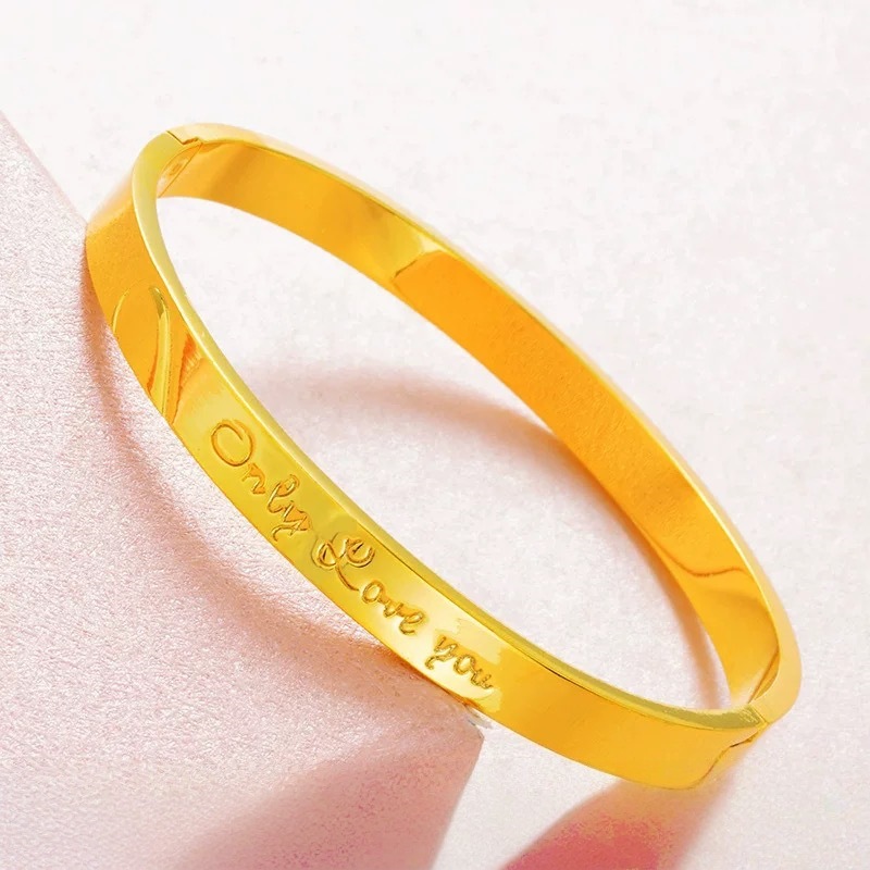 520 couple sand gold tight curse bracelet copper gold-plated live mouth如意 gold hoop stick ring set national style