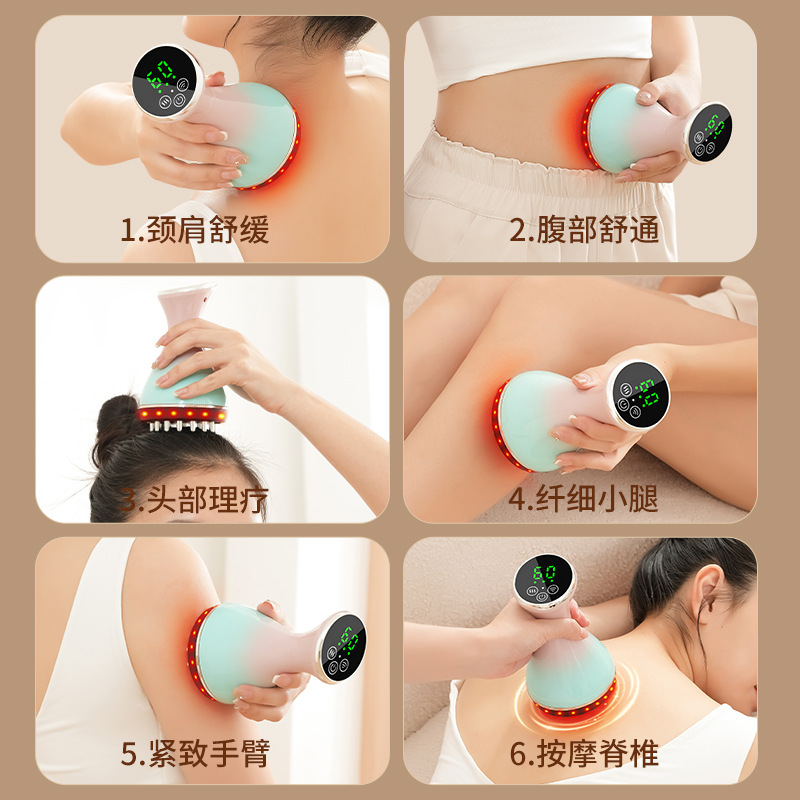 New Microcurrent Meridian Brush Electric Hot Scraping Abdomen Massage Vibration Meridian Dredging Device Home Full Body