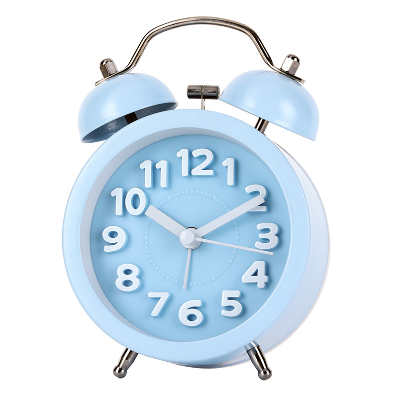 Three-dimensional digital bell clock, convex face texture metal alarm clock, silent luminous desk clock
