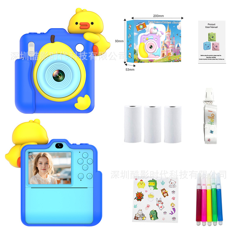 New Polaroid children's print camera HD dual camera photo video game half-color print toy