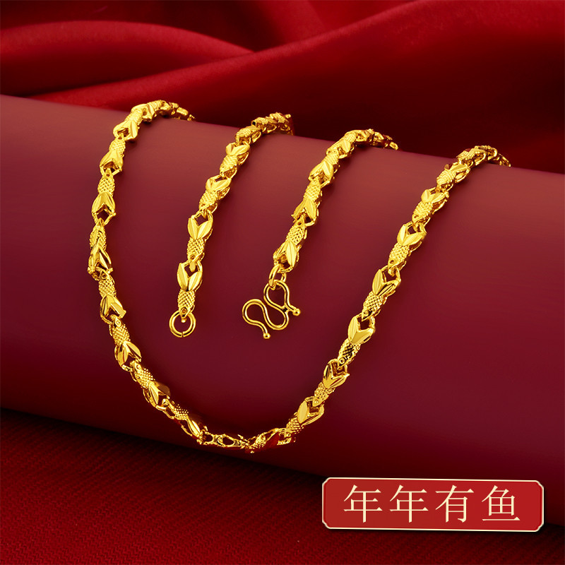 Vietnam sand gold four-leaf clover necklace women imitation gold stall jewelry gold-plated inverted mold chain