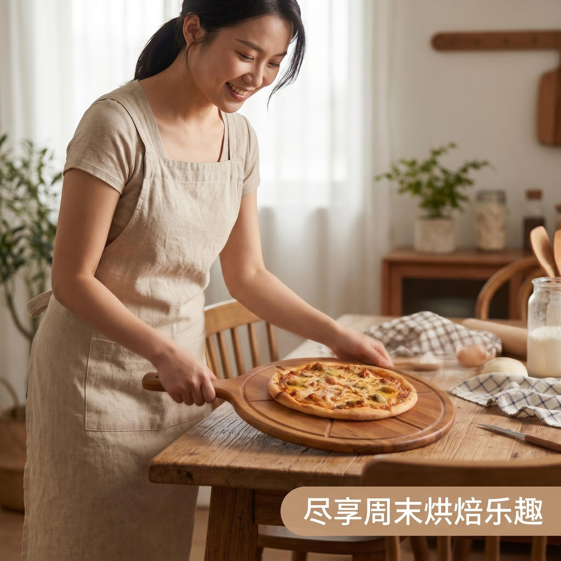 Acacia wood pizza tray commercial Western restaurant steak bread tray solid wood cake serving plate household baking wooden tray