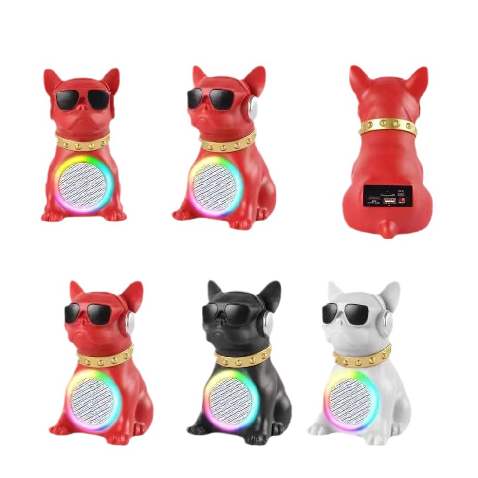 New Cartoon Bluetooth Speaker Portable Wireless Bulldog Large Speaker Desktop Ornament Card Bass Radio