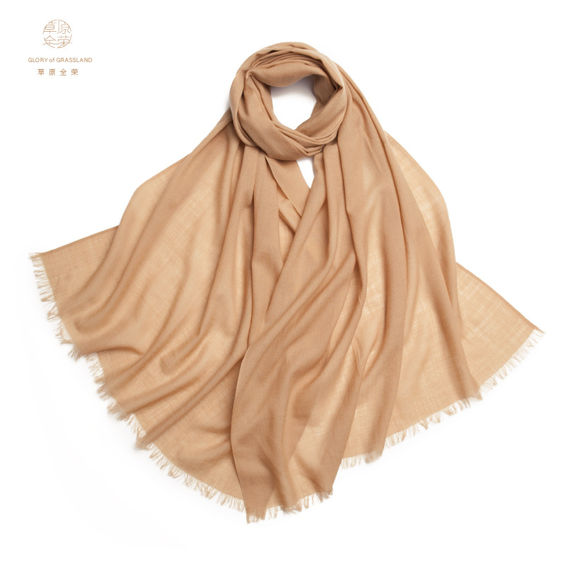 Inner Mongolia 80s plain color women's wool scarf autumn and winter warm solid color shawl neck warmer two-in-one