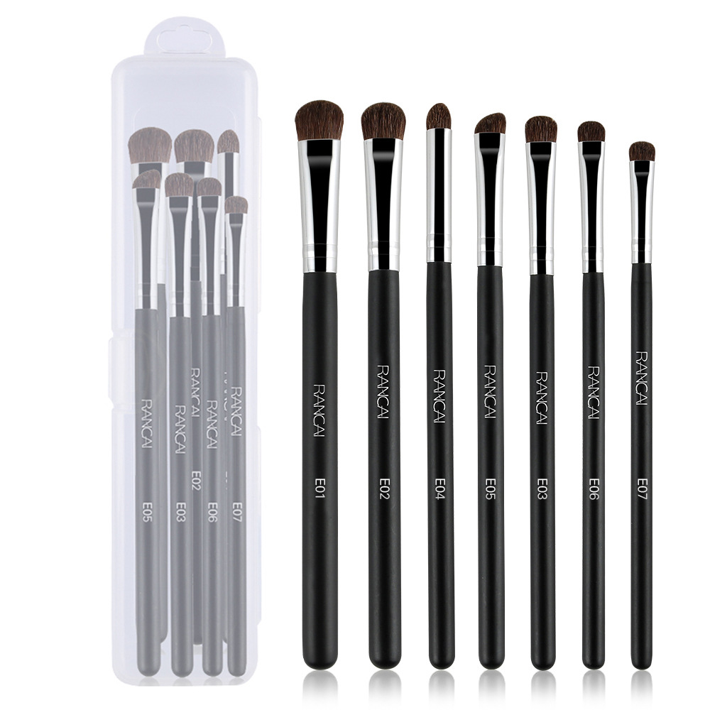 7 Pieces Makeup Brush Set Portable Horse Hair Eyeshadow Brush Eye Makeup Brush Cosmetic Tool Animal Hair Eye Brush
