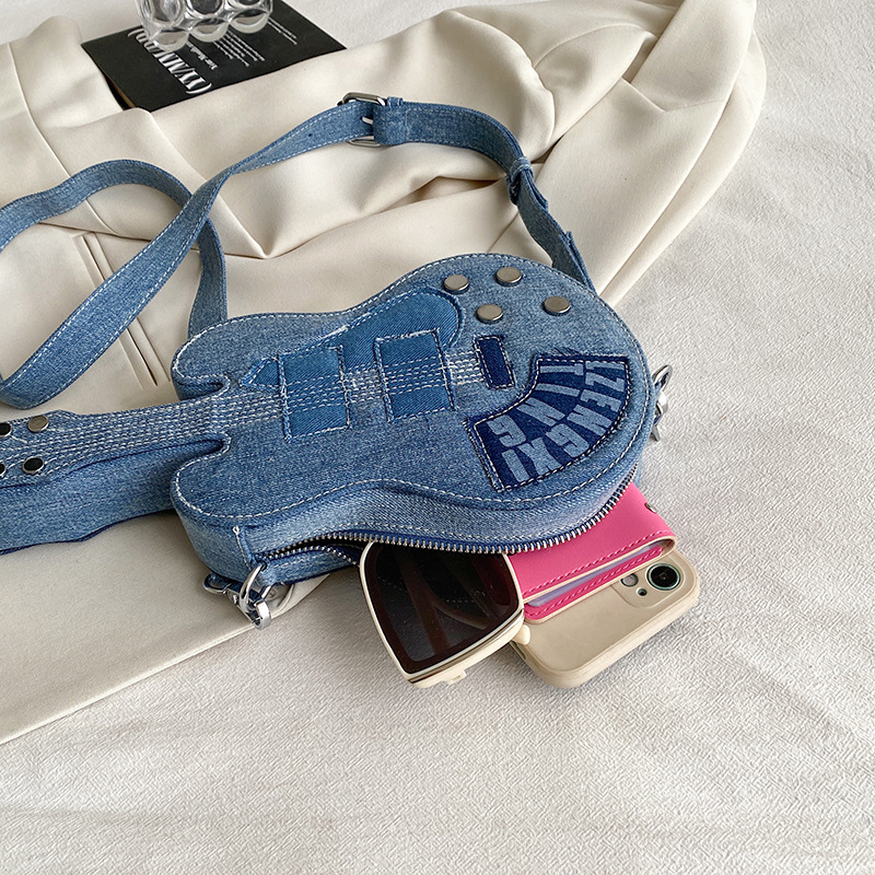 New Women's Bag Denim Shoulder Crossbody Bag Guitar Bag