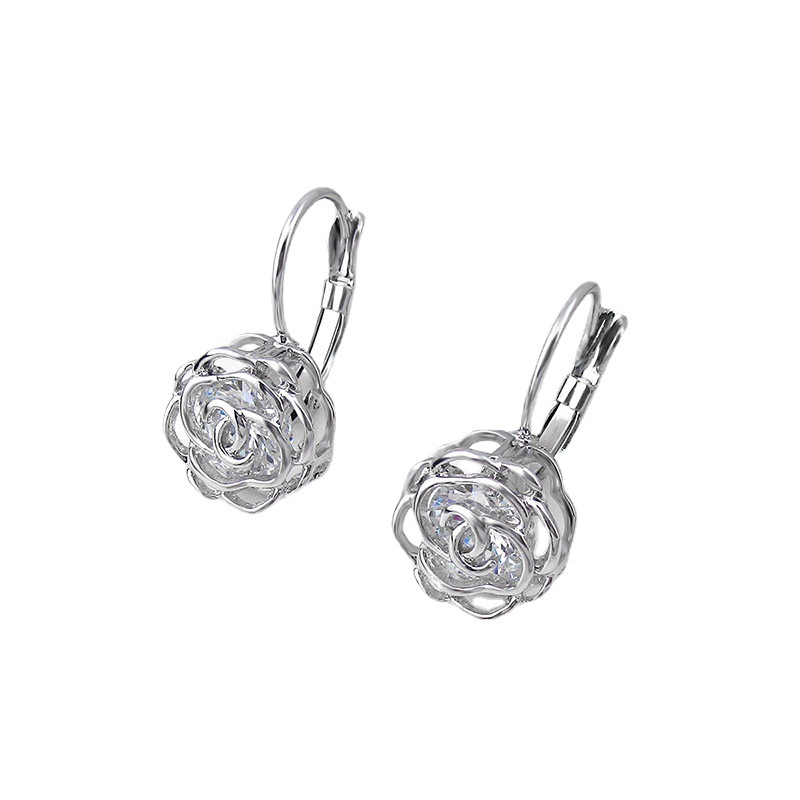 Camellia Women Earrings Korean Japanese Simple Gold-Plated Hollow Ear Cuff Women Earrings