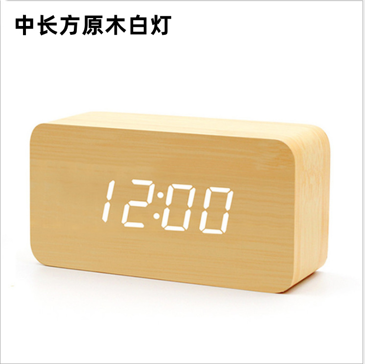 LED wooden clock, desktop silent electronic alarm clock, home decoration clock, USB and battery dual-use alarm clock