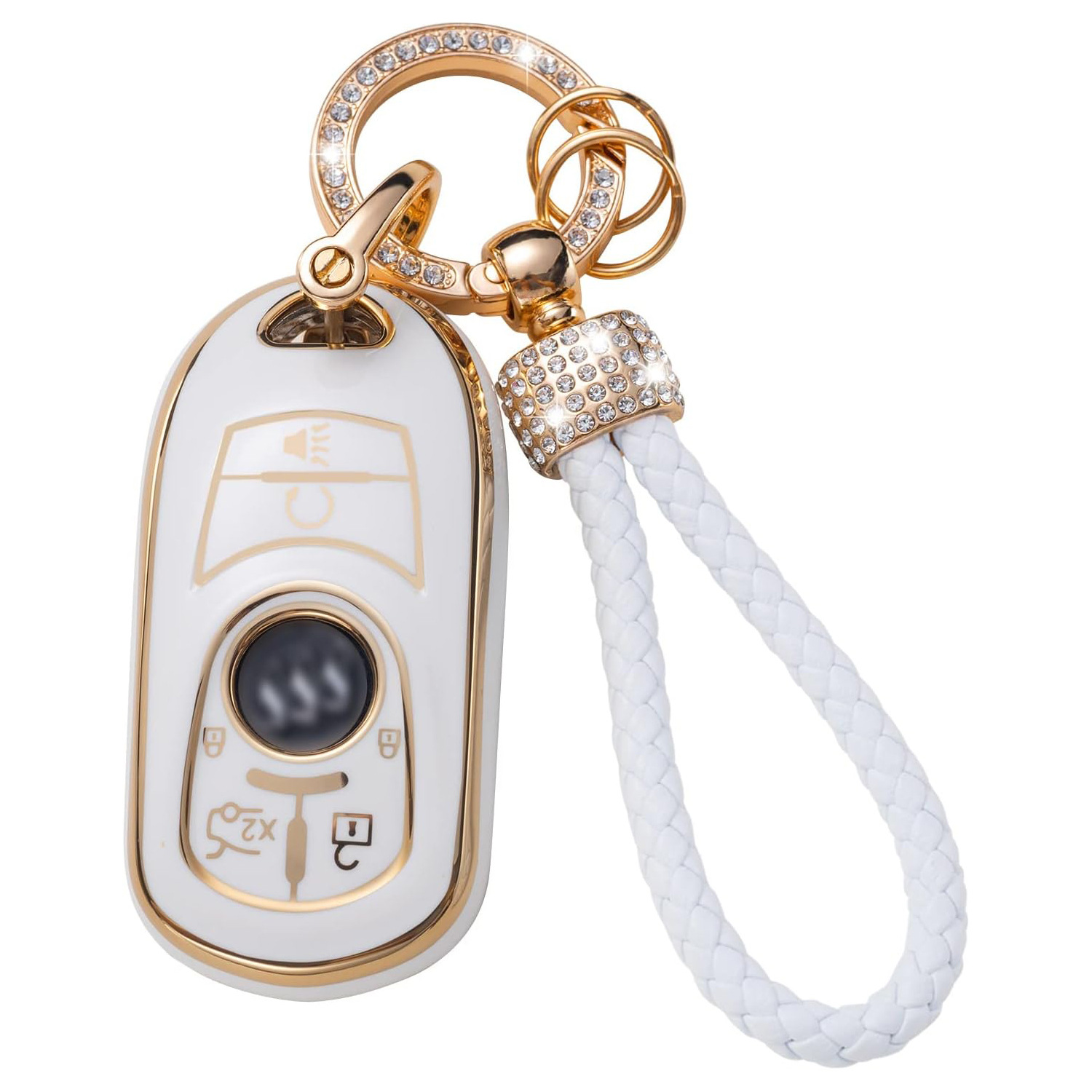 Gold Edge Car Key Case Car Key Bag Diamond Ring Pendant Keychain