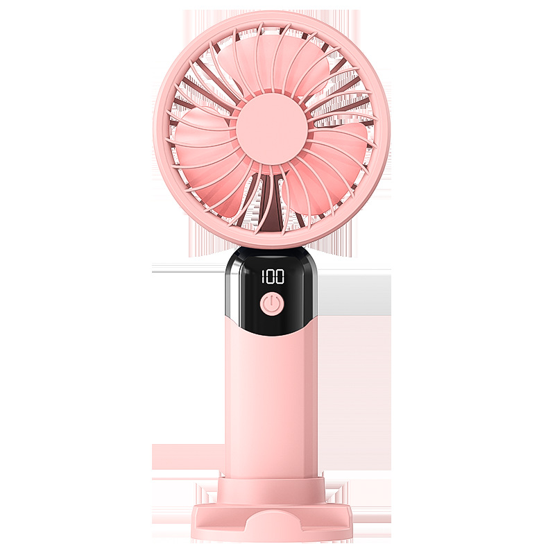 New 6-Speed Digital Display USB Rechargeable Portable Outdoor Student Strong Wind Silent Desktop Handheld Fan