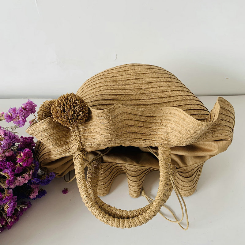 Bali paper rope woven beach bag, women's handbag, straw woven bag, lotus leaf beach bag, straw woven bag