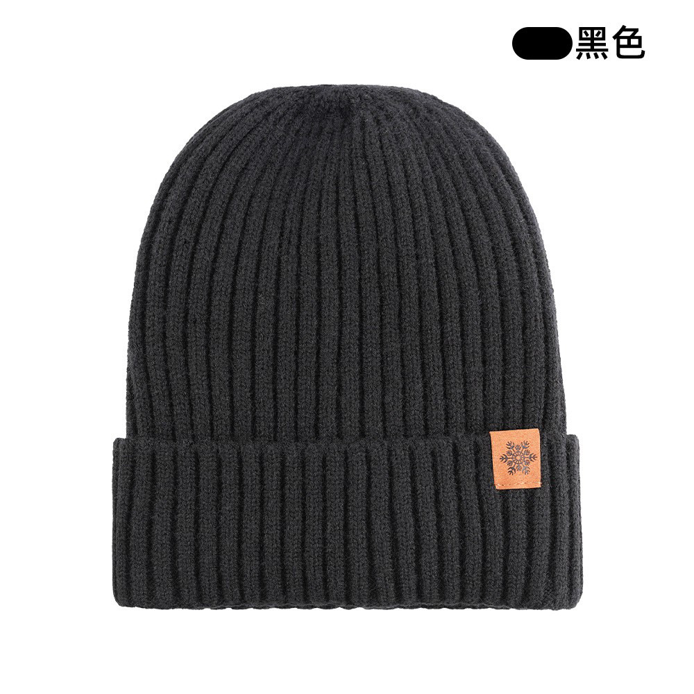 Knitted Hat Autumn Winter Men's Double-Layer Fleece-Lined Thick Wool Hat Warm Outdoor Cold-Proof Beanie