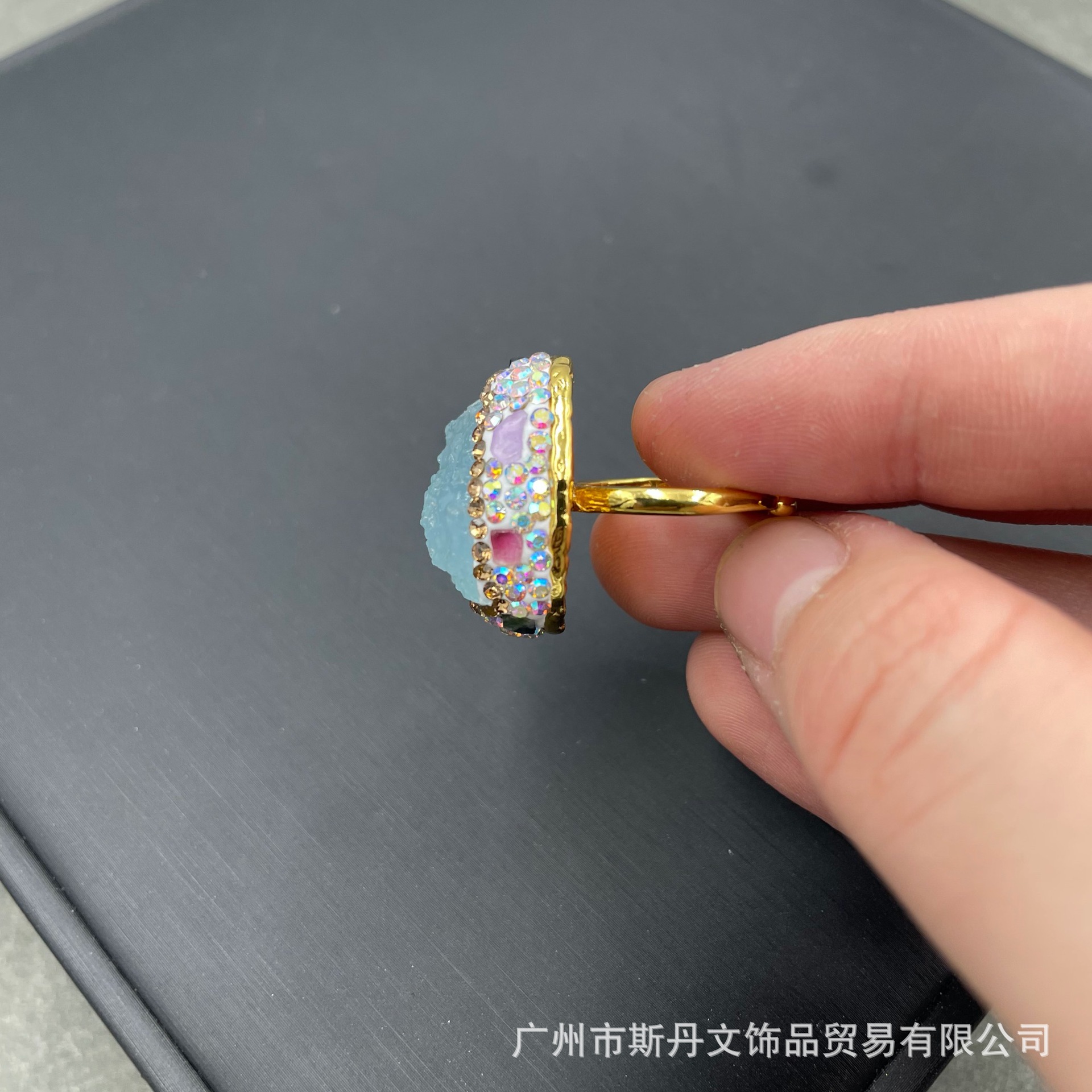 Natural Aquamarine Raw Stone Tourmaline Inlaid Set Niche Live Stream
