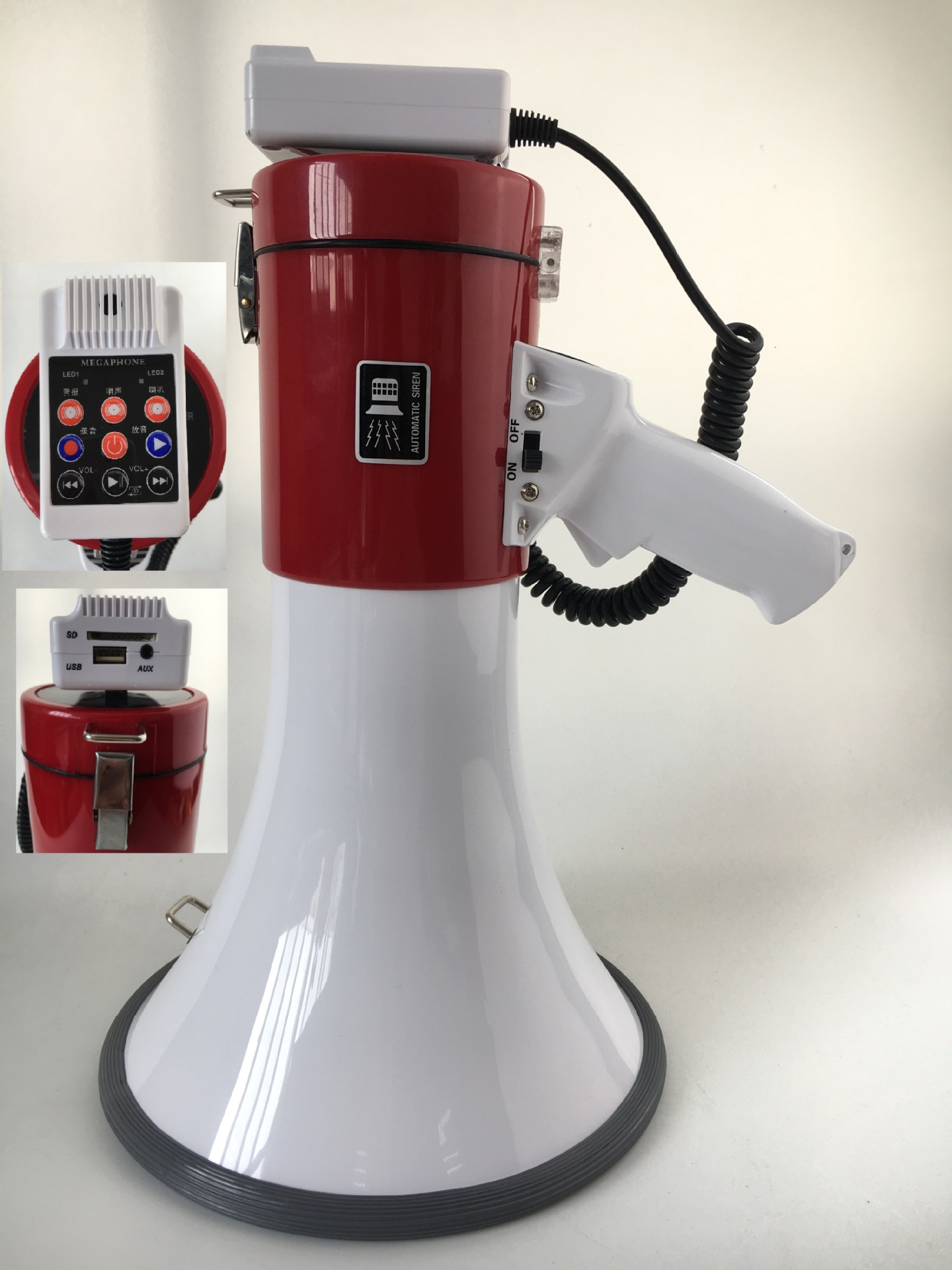High-power handheld voice amplifier 50W recording lithium battery multifunctional megaphone for outdoor sales promotion