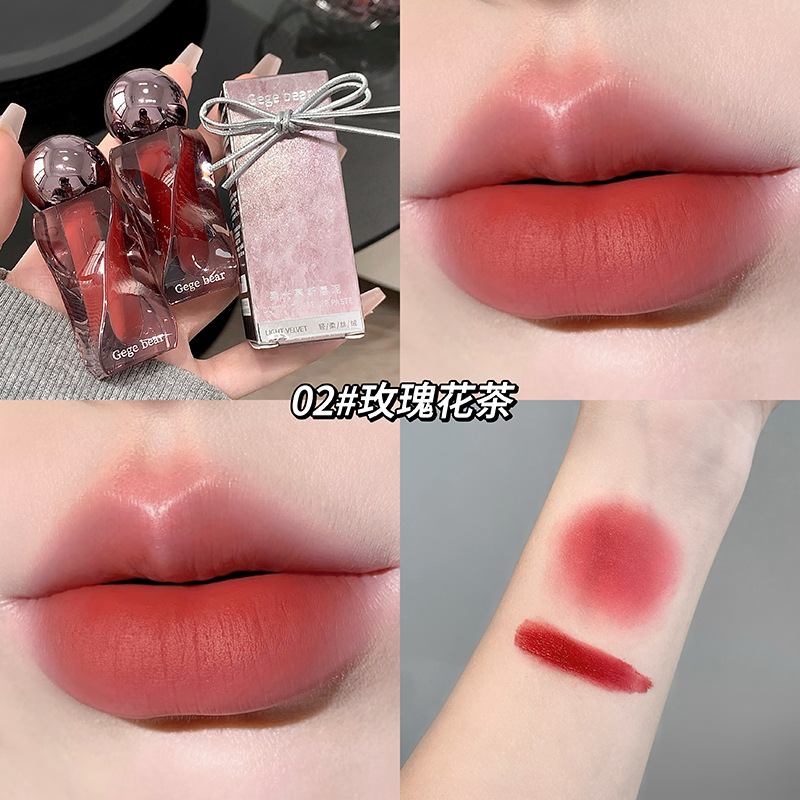 Gege Bear Soft Light Mousse Lip Mud Velvet Soft Matte Matte Autumn and Winter Atmosphere Whitening Lip Glaze Cross-Border Beauty Makeup