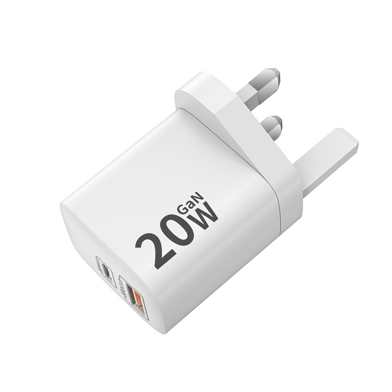 UK/EU plug GaN technology PD fast charging 20W tablet phone charger, suitable for Samsung Apple etc.