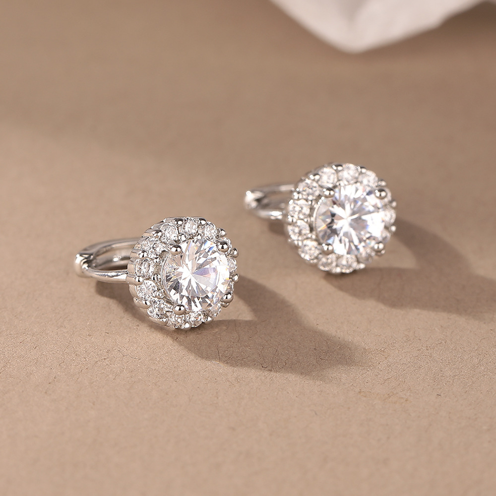 Round Sparkle Diamond Zircon Ear Cuff OL Simple Round Diamond Earring Gold Plated Earring Hoop