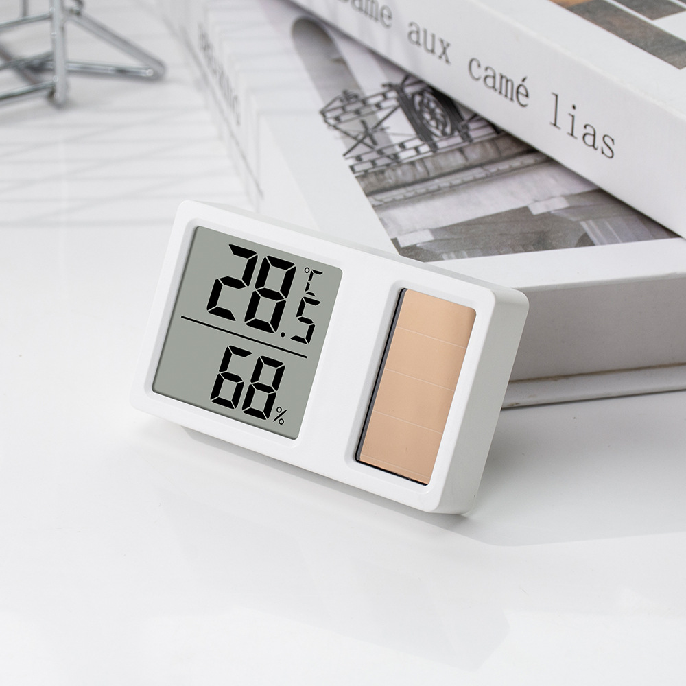 New Solar Digital Temperature and Humidity Meter Household Precision Thermometer Mini Hygrometer Stand or Wall-Mounted