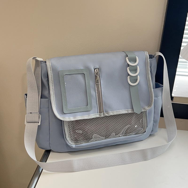 Large capacity simple women cute messenger bag transparent splicing pain bag student dopamine crossbody bag
