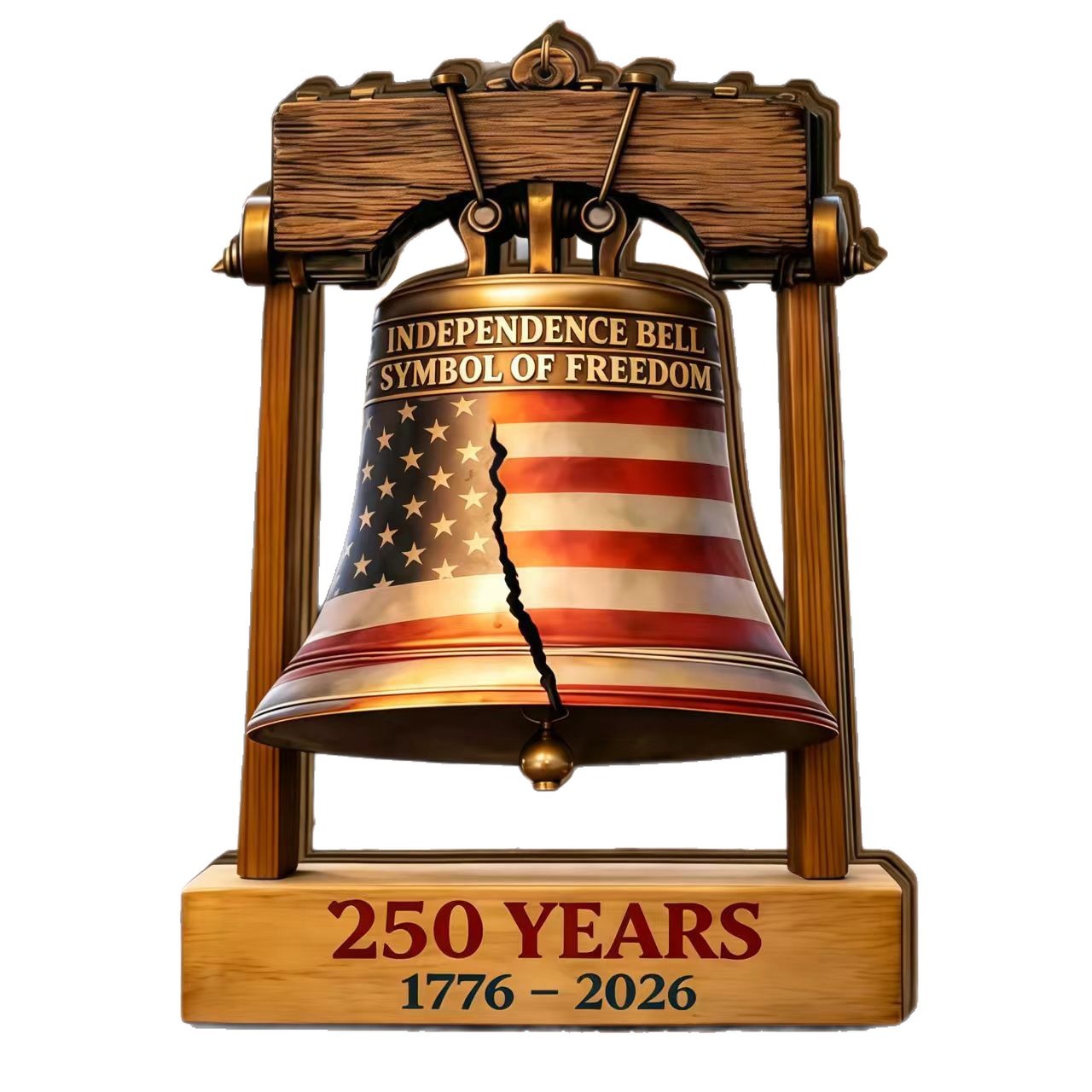 American 250th Anniversary Liberty Bell Desktop Ornament Patriotic Independence Day Decoration Wooden Craft