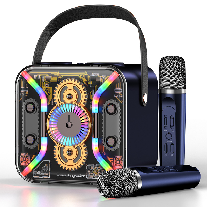 Outdoor SP300 Portable Wireless Karaoke Machine Bluetooth Speaker Dual Microphone Microphone Colorful Lights Live Streaming Speaker
