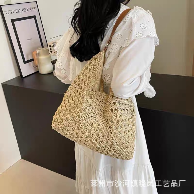 Fresh and sweet woven straw bag women's shoulder bag paper rope bag