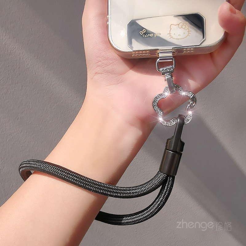 Cute cat rotating buckle metal gasket phone strap clip piece thin not top shell does not affect charging bracelet bead chain