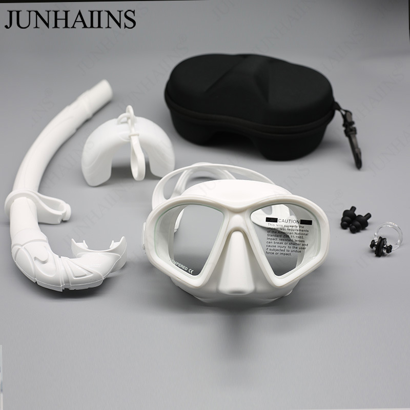 JUNHAIINS low-volume free diving mask tempered glass snorkeling mask with bracket diving goggles