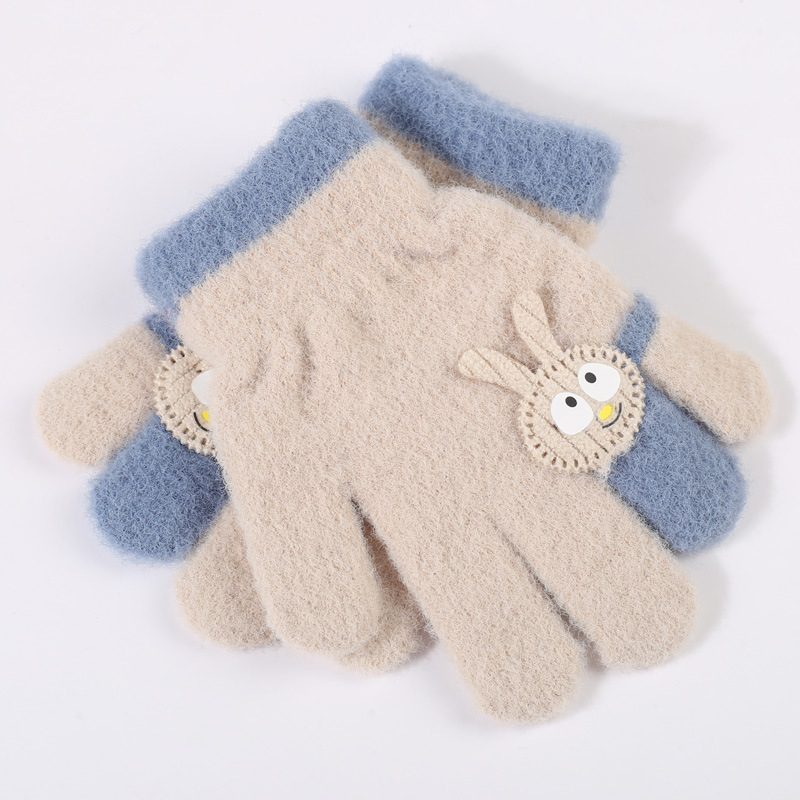 2021 New Children's Gloves Women Cute Cartoon Little Rabbit Autumn Winter Warm Cold-Proof Unisex Baby Knitted Gloves