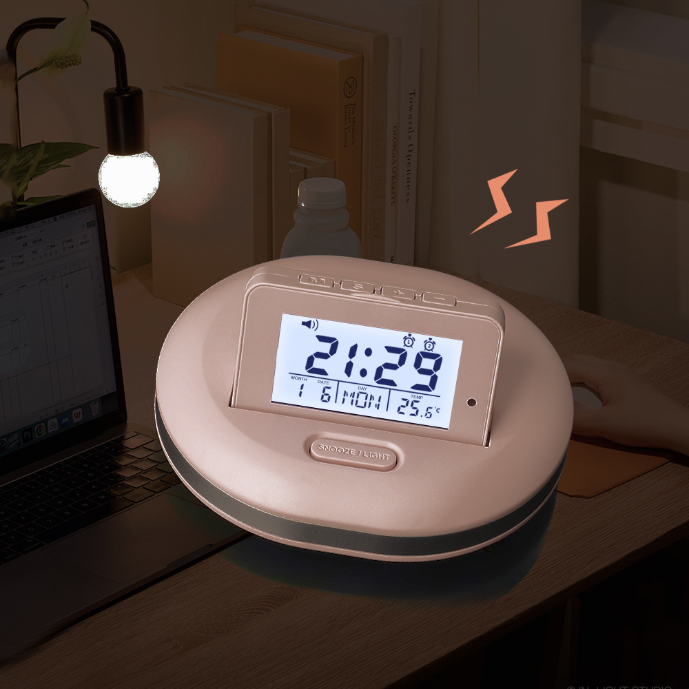 Cute Vibration Alarm Clock Student Dormitory Silent Timer Learning Tool Electronic Clock Snooze Clock Night Light