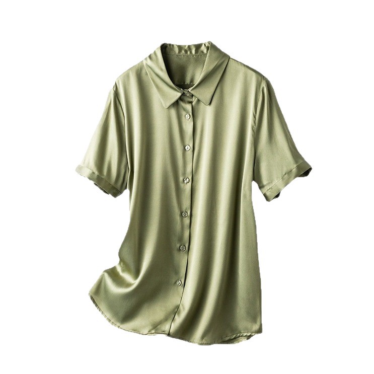 Mulberry Silk Blouse for Women Short Sleeve Summer New Basic Professional Wear Shirt Niche Commute Top