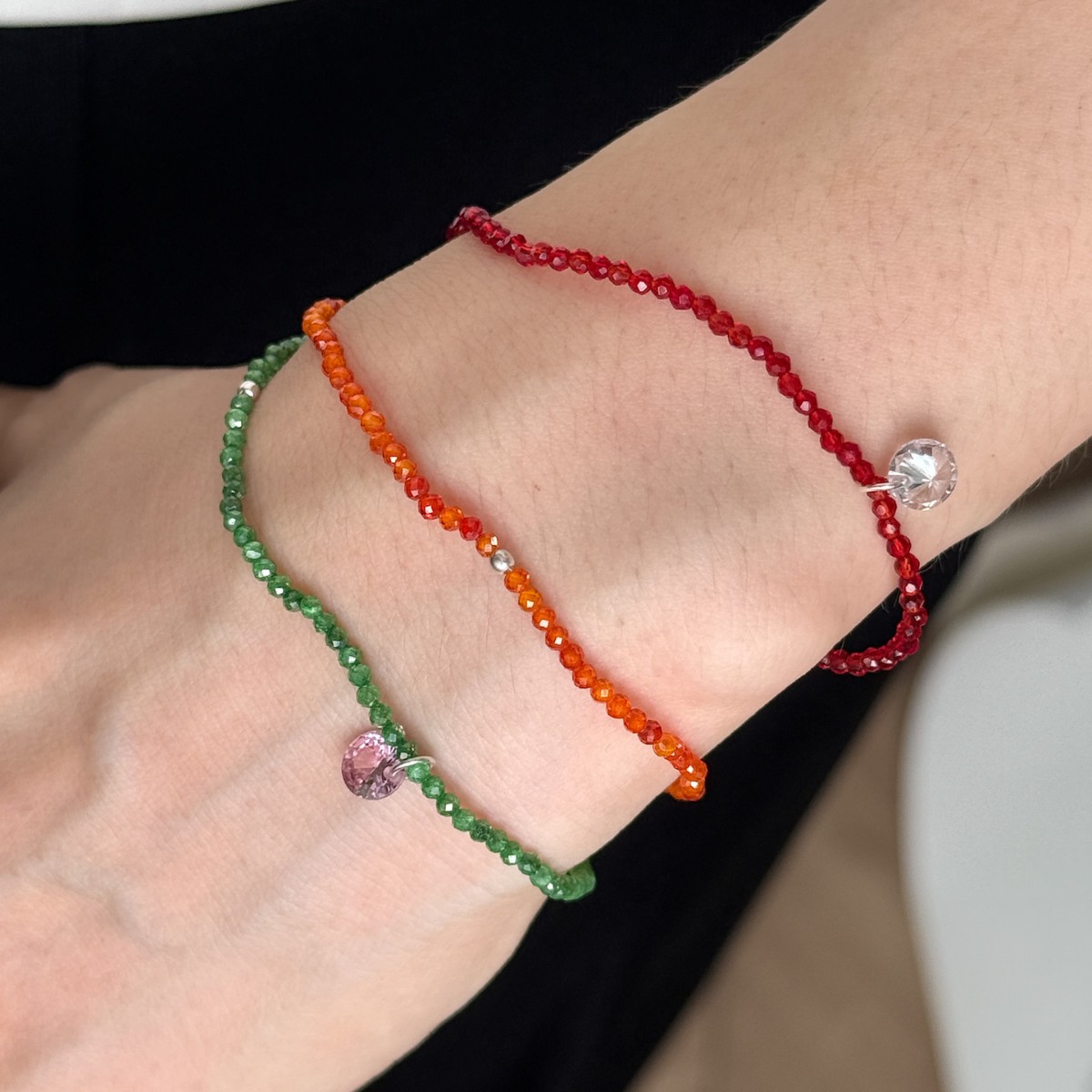 Dopamine candy color series self-made small colorful sugar super flash zircon gemstone pendant bracelet simple