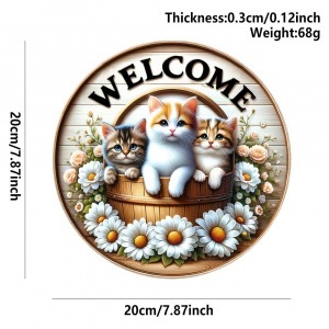 20*20*0.3cm · 木质欢迎挂牌三只小猫雏菊